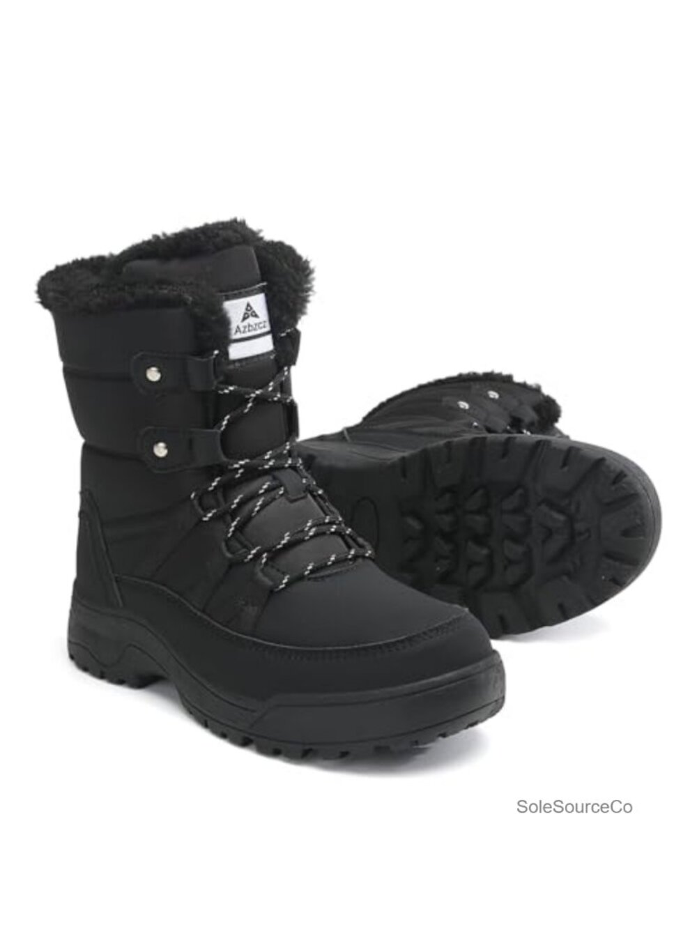 Women's Waterproof Faux Leather Winter Snow Boots Faux Fur Lined Foldable